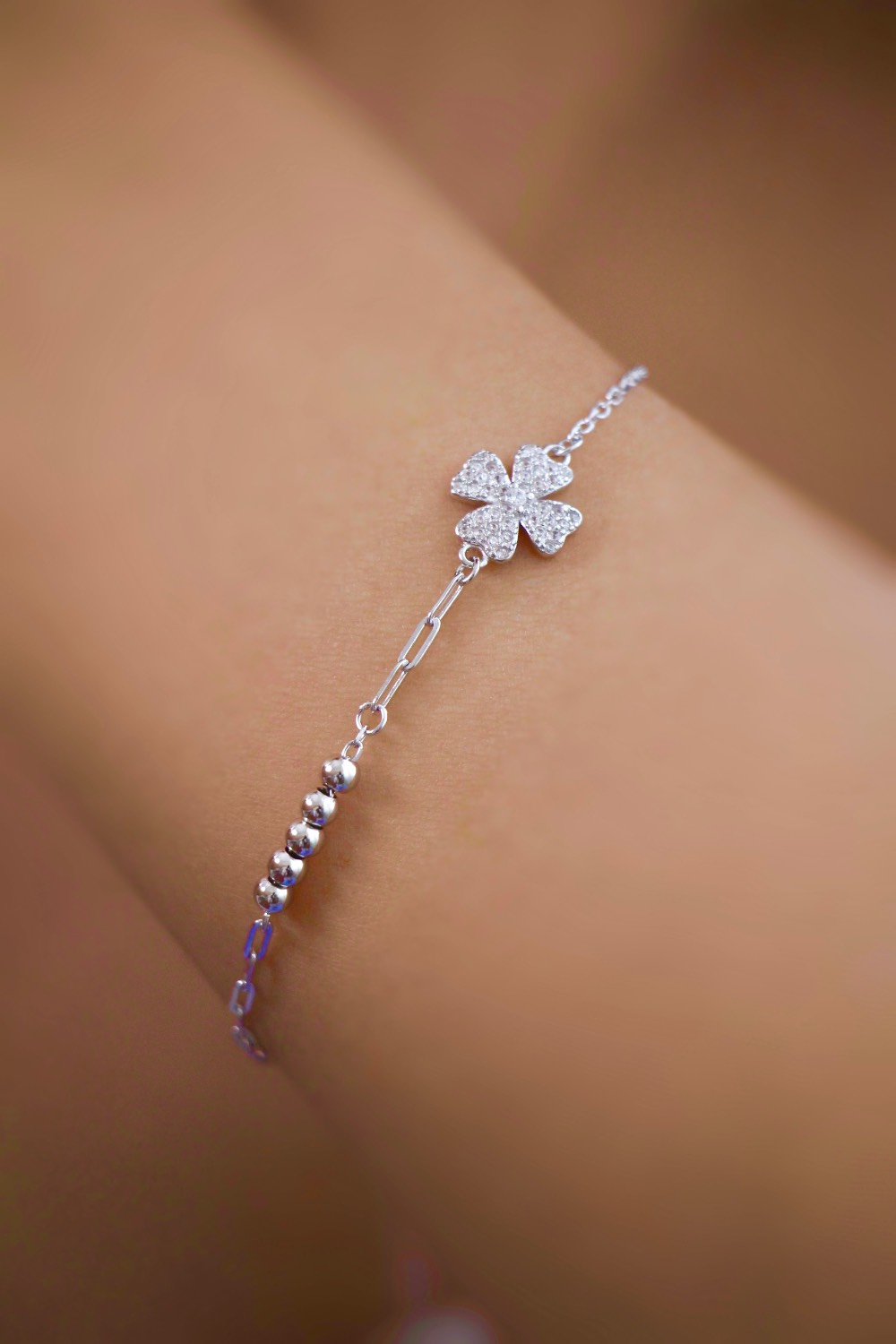 دستبند نقره گل کد 700